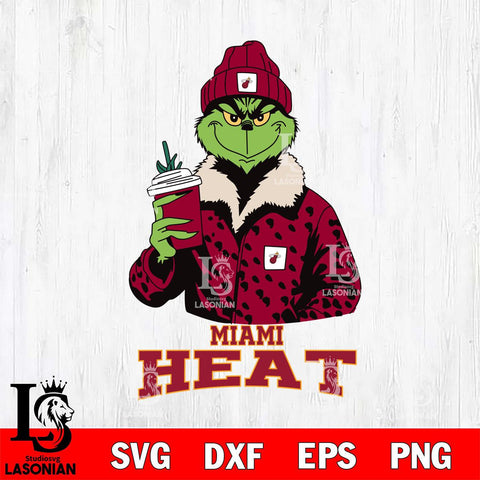 Miami Heat Grinch Christmas Cut Files Cricut, Svg Dxf Eps Png file , Silhouette