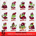 Miami Heat Grinch Christmas NBA Bundle 12 Cut Files Cricut, Svg Dxf Eps Png file , Silhouette