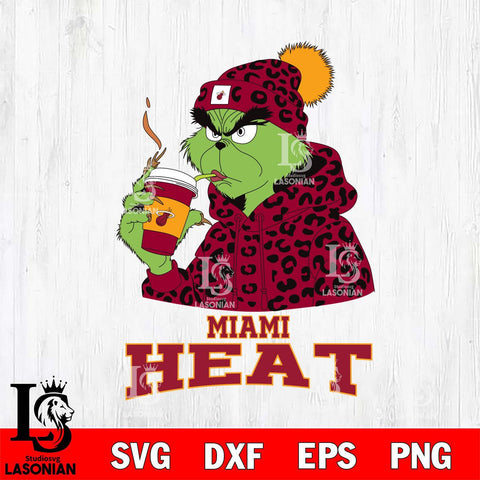 Miami Heat Grinch Leopard Christmas Cut Files Cricut, Svg Dxf Eps Png file , Silhouette