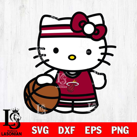 Miami Heat Hello Kitty basketball 3 Svg Eps Dxf Png File, Digital Download, Instant Download