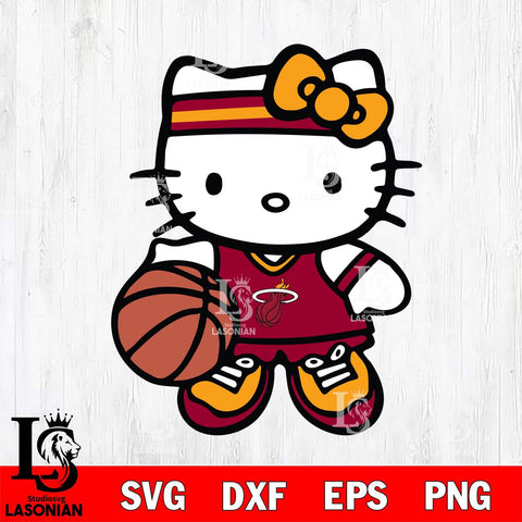 Miami Heat Hello Kitty basketball Svg Eps Dxf Png File, Digital Download, Instant Download