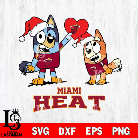 Miami Heat Love Bluey Christmas Svg Eps Dxf Png File, Digital Download