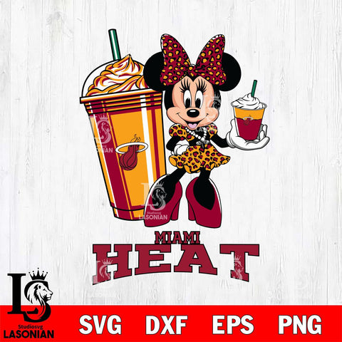 Miami Heat Minnie Mouse Fan And Coffee Svg Eps Dxf Png File, Digital Download, Instant Download