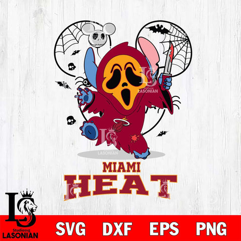 Miami Heat Stitch Ghost Face Halloween 2 Svg Eps Dxf Png File, Digital Download, Instant Download