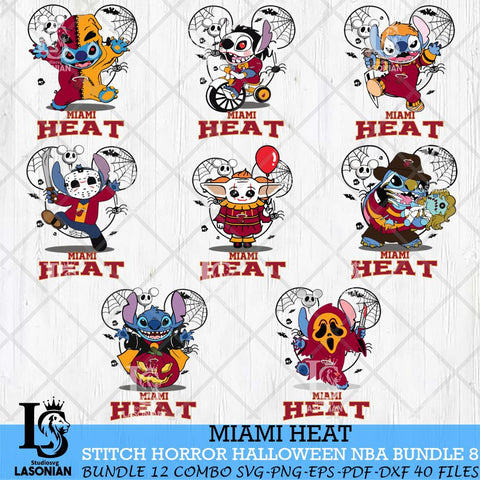 Miami Heat Stitch Horror Halloween NBA Bundle Svg Eps Dxf Png File, Digital Download, Instant Download