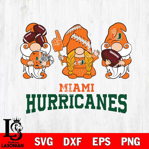 Miami Hurricanes 3 Gnomes Football Svg Eps Dxf Png File, Digital Download, Instant Download