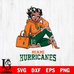 Miami Hurricanes Awesome Black Fan Girl Betty Boop, Svg Eps Dxf Png File, Digital Download