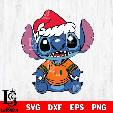 Miami Hurricanes Baby Stitch Christmas Svg Eps Dxf Png File, Digital Download, Instant Download