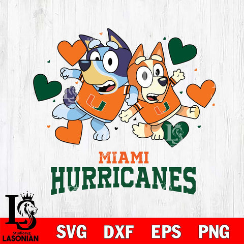 Miami Hurricanes Bluey & Bingo 10 Svg Eps Dxf Png File, NCAA svg, Digital Download, Instant Download