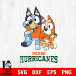 Miami Hurricanes Bluey & Bingo Svg Eps Dxf Png File, NCAA svg, Digital Download, Instant Download