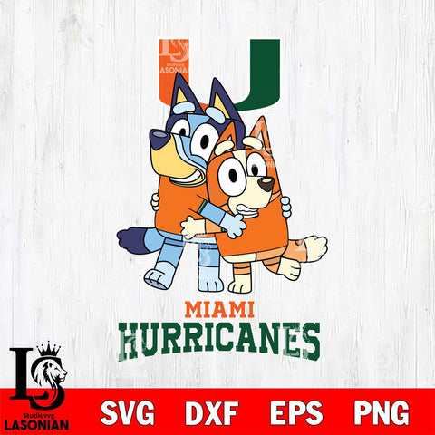 Miami Hurricanes Bluey & Bingo 3 Svg Eps Dxf Png File, NCAA svg, Digital Download, Instant Download