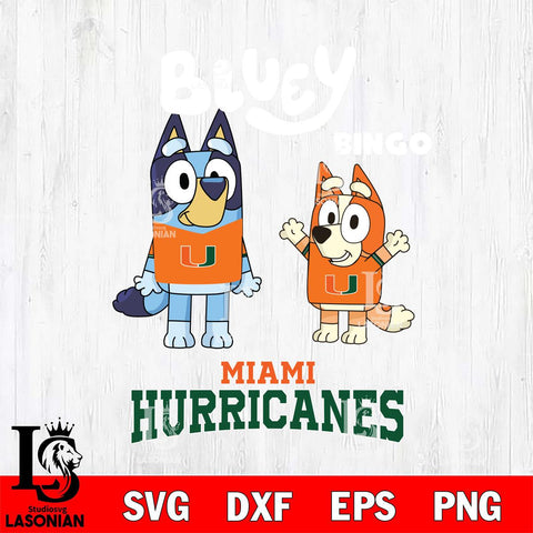 Miami Hurricanes Bluey & Bingo 4 Svg Eps Dxf Png File, NCAA svg, Digital Download, Instant Download