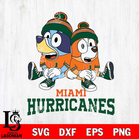 Miami Hurricanes Bluey & Bingo 8 Svg Eps Dxf Png File, NCAA svg, Digital Download, Instant Download