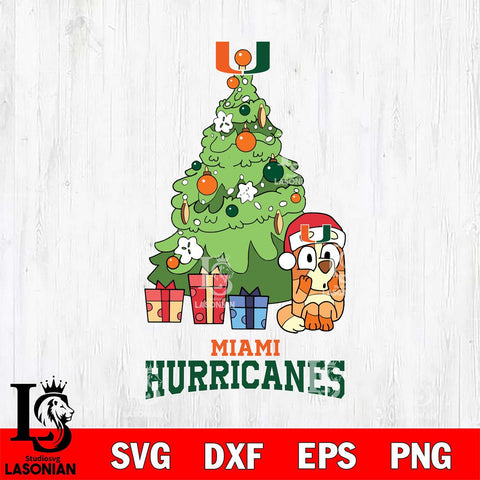 Miami Hurricanes Bluey Chilli Christmas Tree Svg Eps Dxf Png File, Digital Download