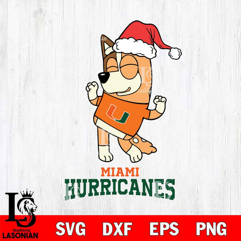 Miami Hurricanes Bluey Chilli Happy Christmas Svg Eps Dxf Png File, Digital Download