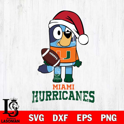 Miami Hurricanes Bluey Christmas Svg Eps Dxf Png File, Digital Download