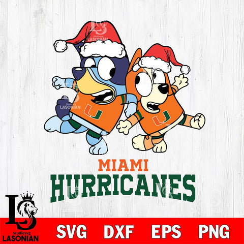 Miami Hurricanes Bluey Christmas Holiday Svg Eps Dxf Png File, Digital Download