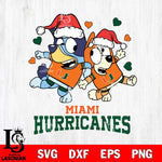 Miami Hurricanes Bluey Christmas NFL Svg Eps Dxf Png File, Digital Download