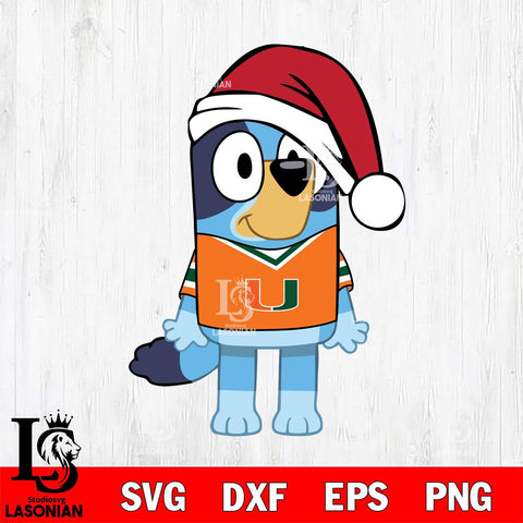 Miami Hurricanes Bluey Dog Christmas Svg Eps Dxf Png File, Digital Download, Instant Download