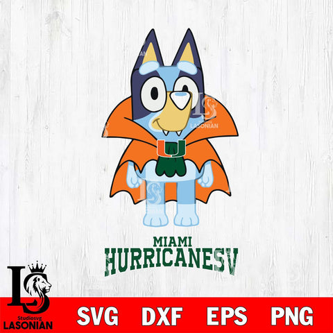 Miami Hurricanes Bluey Dracula Halloween Svg Eps Dxf Png File, Digital Download, Instant Download