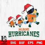 Miami Hurricanes Bluey Family Christmas Svg Eps Dxf Png File, Digital Download