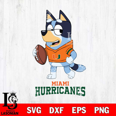 Miami Hurricanes Bluey Football Sport Svg Eps Dxf Png File, Digital Download ,Instant Download, Cricut File