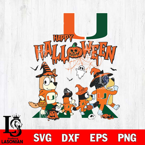 Miami Hurricanes Bluey Halloween Family Svg Eps Dxf Png File, Digital Download, Instant Download