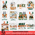 Miami Hurricanes Bluey Halloween NCAA 12 SVG Eps Dxf Png File, Bundle NCAA svg, Digital Download, Instant Download