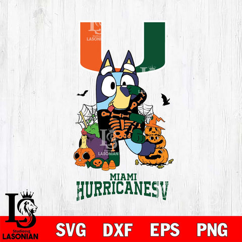 Miami Hurricanes Bluey Halloween NCAA 2 Svg Eps Dxf Png File, Digital Download, Instant Download