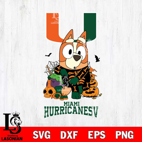 Miami Hurricanes Bluey Halloween NCAA Svg Eps Dxf Png File, Digital Download, Instant Download