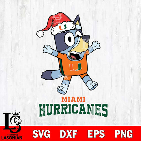 Miami Hurricanes Bluey Happy Christmas Svg Eps Dxf Png File, Digital Download