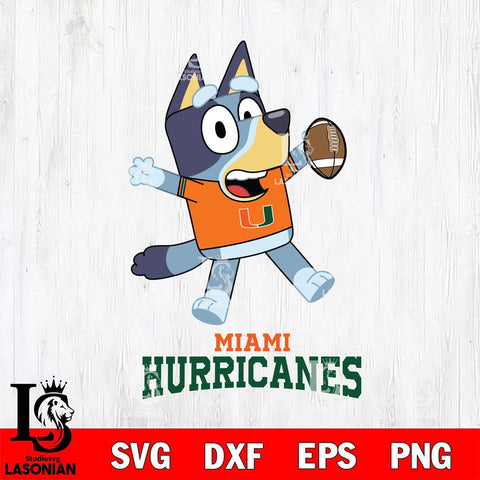 Miami Hurricanes Bluey Sport Football Svg Eps Dxf Png File,NCAA Svg Files,Bluey svg ,Digital Download ,Instant Download, Cricut File