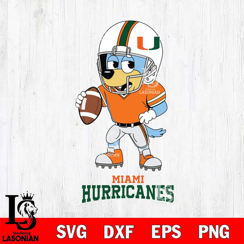 Miami Hurricanes Bluey rugby Svg Eps Dxf Png File, Digital Download ,Instant Download, Cricut File