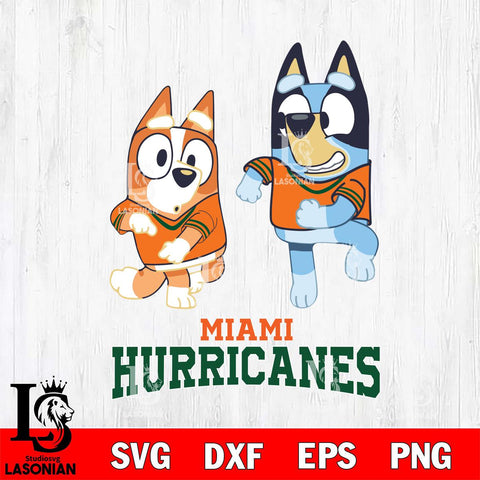 Miami Hurricanes Bluey with Chilli Dance Svg Eps Dxf Png File, Digital Download, Instant Download