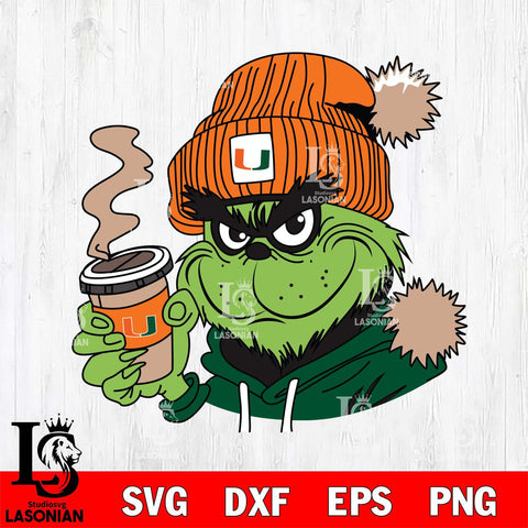 Miami Hurricanes Boujee Grinch 4 Svg Eps Dxf Png File, Digital Download, Instant Download