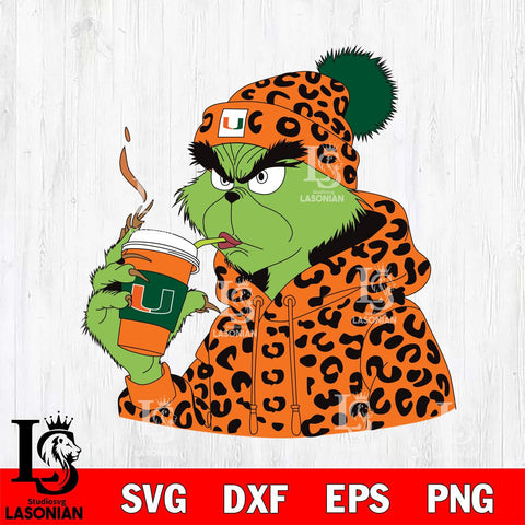 Miami Hurricanes Boujee Grinch 8 Svg Eps Dxf Png File, Digital Download, Instant Download