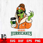 Miami Hurricanes Boujee Grinch Girls Christmas Cut Files Cricut, Svg Dxf Eps Png file, Digital download , Silhouette