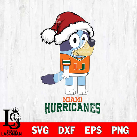 Miami Hurricanes Christmas Bluey Hat Cut Files,Bluey Cricut,Christmas Svg , Bluey svg , Digital Download, dxf eps png pdf file