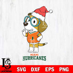 Miami Hurricanes Christmas Bluey Honey Sport Cut Files,Bluey Cricut,Christmas Svg , Bluey svg , Digital Download, dxf eps png pdf file