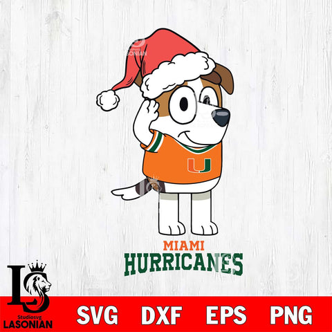 Miami Hurricanes Christmas Bluey Jack Sport Cut Files,Bluey Cricut,Christmas Svg , Bluey svg , Digital Download, dxf eps png pdf file