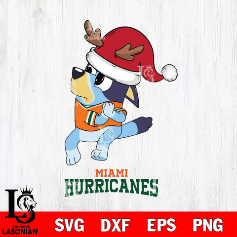 Miami Hurricanes Christmas Bluey Santa Claus Cut Files,Bluey Cricut,Christmas Svg , Bluey svg , Digital Download, dxf eps png pdf file