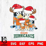 Miami Hurricanes Christmas Bluey Santa Family Cut Files,Bluey Cricut,Christmas Svg , Bluey svg , Digital Download, dxf eps png pdf file