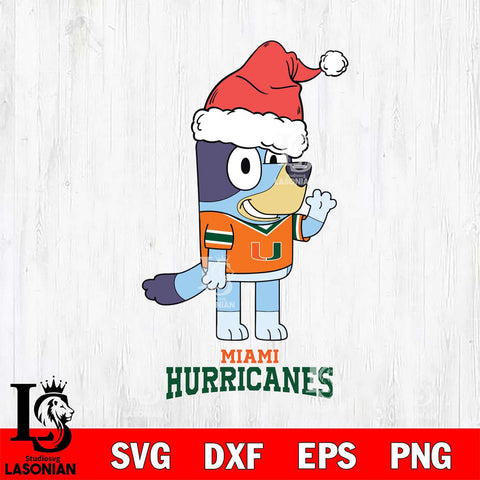 Miami Hurricanes Christmas Bluey Say Hi Cut Files,Bluey Cricut,Christmas Svg , Bluey svg , Digital Download, dxf eps png pdf file