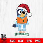 Miami Hurricanes Christmas Bluey Sport Cut Files,Bluey Cricut,Christmas Svg , Bluey svg , Digital Download, dxf eps png pdf file