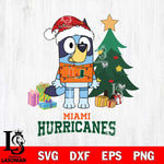 Miami Hurricanes Christmas Bluey Tree Sport Cut Files,Bluey Cricut,Christmas Svg , Bluey svg , Digital Download, dxf eps png pdf file