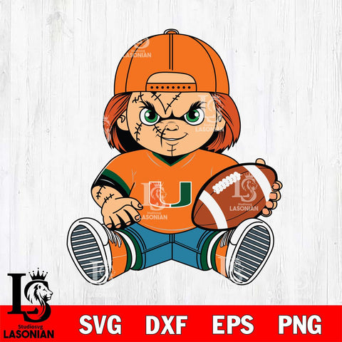 Miami Hurricanes Chucky Horror 3 Svg Eps Dxf Png File, NCAA svg, Digital Download, Instant Download