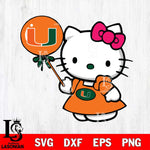 Miami Hurricanes Cute Hello Kitty 2 Svg Eps Dxf Png File, Digital Download, Instant Download