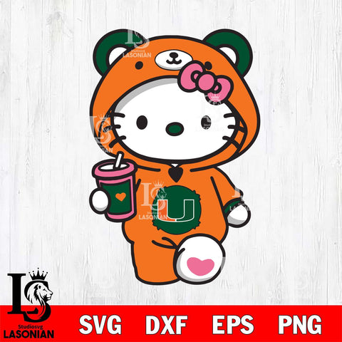 Miami Hurricanes Cute Hello Kitty Svg Eps Dxf Png File, Digital Download, Instant Download