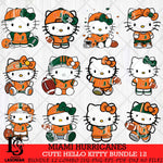 Miami Hurricanes Cute Hello Kitty Bundle 12 SVG Eps Dxf Png File, NCAA Bundle svg, Digital Download, Instant Download