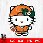 Miami Hurricanes Cute Hello Kitty Football 10 Svg Eps Dxf Png File, NCAA svg, Digital Download, Instant Download